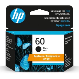 HP 60 Black Ink Cartridge | Works with DeskJet D1660, D2500, D2600, D5560, F2400, F4200, F4400, F4580; ENVY 100, 110, 120; PhotoSmart C4600, C4700, D110a Series | CC640WN