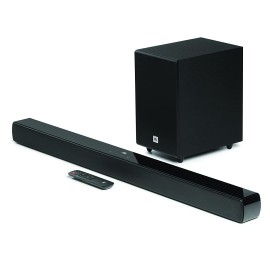 JBL Cinema SB240, Dolby Digital Soundbar with Wired Subwoofer for Extra Deep Bass, 2.1 Channel Home Theatre with Remote, HDMI ARC, Bluetooth & Optical Connectivity (110W)