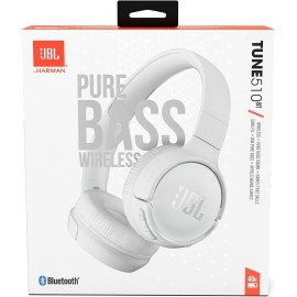 JBL Tune 510BT: Wireless On-Ear Headphones with Purebass Sound - White
