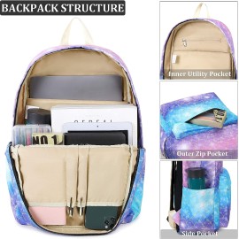 JIANYA Backpack for Girls School Backpacks Lunch Box Set Mermaid Scales Teen Gi