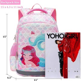 JIANYA Girls Backpack for School Kids Bookbag Kindergarten Elementary Backpack Lunch Box Set, Light Blue