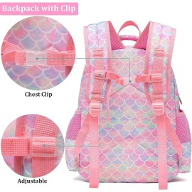 JIANYA Girls Backpack for School Kids Bookbag Kindergarten Elementary Backpack Lunch Box Set, Light Blue