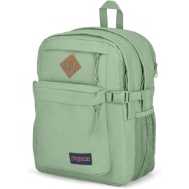 JanSport Main Campus FX Backpack - Travel, or Work Bookbag w 15-Inch Laptop Pack with Leather Trims, Loden Frost