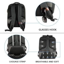 KROSER Laptop Backpack Large Computer Backpack Fits up to 17.3 Inch Laptop with USB Charging Port Water-Repellent School Travel Backpack Casual Daypack for Business/College/Women/Men-Grey