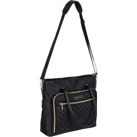 Kenneth Cole Reaction Chelsea Quilted Chevron 15" Laptop & Tablet Business Tote With Removeable Shoulder Strap, Black