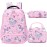 Kouxunt Unicorn Girls School Backpacks for Kids Teens, 3-in-1 School Bag Bookbags Set with Lunch Bag Pencil Case (Pink)