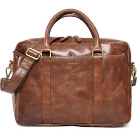 LEABAGS Istanbul Leather Shoulder Bag I 15 inch Laptop Bag I Genuine Buffalo Leather Messenger Bag I Briefcase I Vintage Leather Bag I Desk Bag I 16x12x5inch