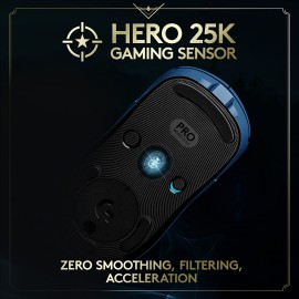 Logitech G PRO Wireless Gaming Mouse - Lightspeed, Hero 25K Sensor, 25,600 DPI, RGB, 4-8 Customizable Buttons, Ambidextrous, Official League of Legends Edition