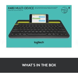 Logitech K480 Wireless Multi-Device Keyboard for Windows, macOS, iPadOS, Android or Chrome OS, Bluetooth, Compact, Compatible with PC, Mac, Laptop, Smartphone, Tablet - Black