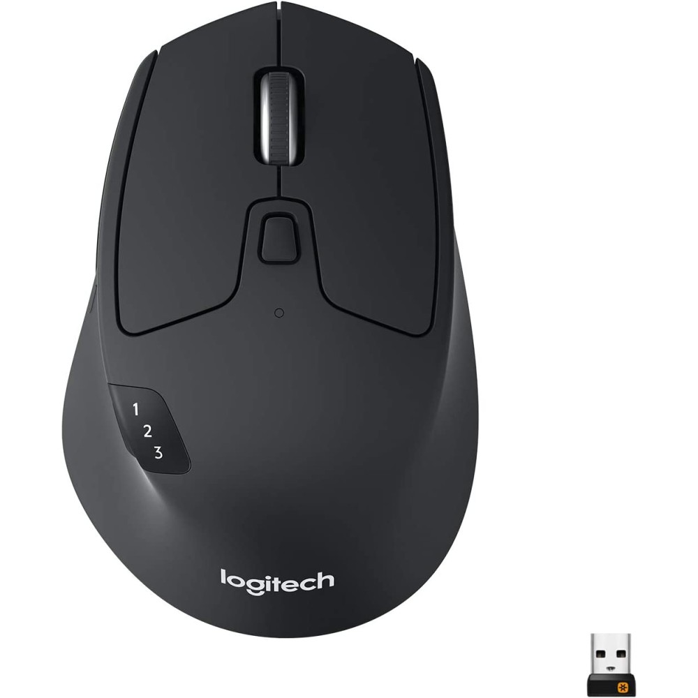 Logitech M720 Triathlon Multi-Device Wireless Mouse, Bluetooth, USB Unifying Receiver, 1000 DPI, 8 Buttons | Compatible with Laptop, PC, Mac, iPadOS - Black
