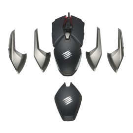 Mad Catz B.A.T. 6+ Wired Gaming Mouse - 16000DPI - 10 Programmable Buttons - Patented Dakota Switch - Adjustable Grip - with 2 Interchangeable Palm Rests & 3 Interchangeable Side Skirts - Black