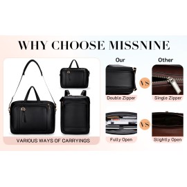 Missnine Laptop Bag 15.6 inch Briefcase for Women Computer Bag PU Leather Messenger Bag for College Work Business