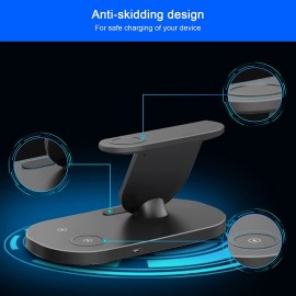 OVISBAI 3 in 1 Android Wireless Charger for Samsung Devices, Wireless Charging Station for Samsung Galaxy S22/S22+/S22 Ultra/S21/S20/S10/Note20, Galaxy Watch 4/Classic/3,Galaxy Buds/Pro/+/Live Black