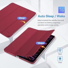 ProCase iPad Pro 11 Inch Case 2022 / 2021 / 2020 / 2018, Slim Stand Hard Back Shell Smart Cover for iPad Pro 11 Inch 4th Generation 2022 / 3rd Gen 2021/ 2nd Gen 2020 / 1st Gen 2018 -Wine