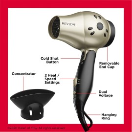 REVLON 1875W Compact Folding Handle Travel Hair Dryer