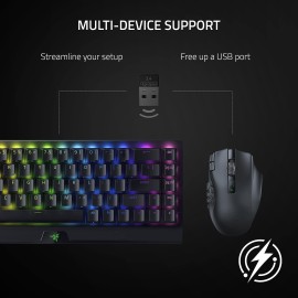 Razer Naga V2 HyperSpeed Wireless MMO Gaming Mouse: 19 Programmable Buttons - HyperScroll Technology - Focus Pro 30K Optical Sensor - Mechanical Mouse Switches Gen-2 - Up to 400 Hr Battery Life- right-handed