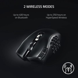 Razer Naga V2 HyperSpeed Wireless MMO Gaming Mouse: 19 Programmable Buttons - HyperScroll Technology - Focus Pro 30K Optical Sensor - Mechanical Mouse Switches Gen-2 - Up to 400 Hr Battery Life- right-handed