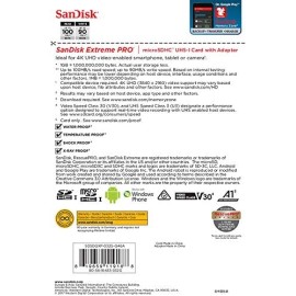 SanDisk Extreme Pro 32 GB microSDHC Memory Card + SD Adapter with A1 App Performance + Rescue Pro Deluxe 100 MB/s Class 10, UHS-I, U3, V30 SDSQXCG-032G-GN6MA, Red/Gold