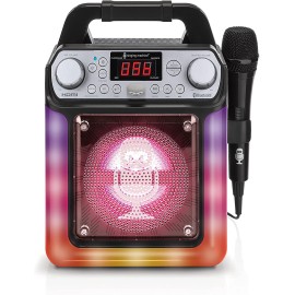 Singing Machine SML652BK HDMI Groove Mini Portable Karaoke System with Bluetooth and Voice Changing Effects