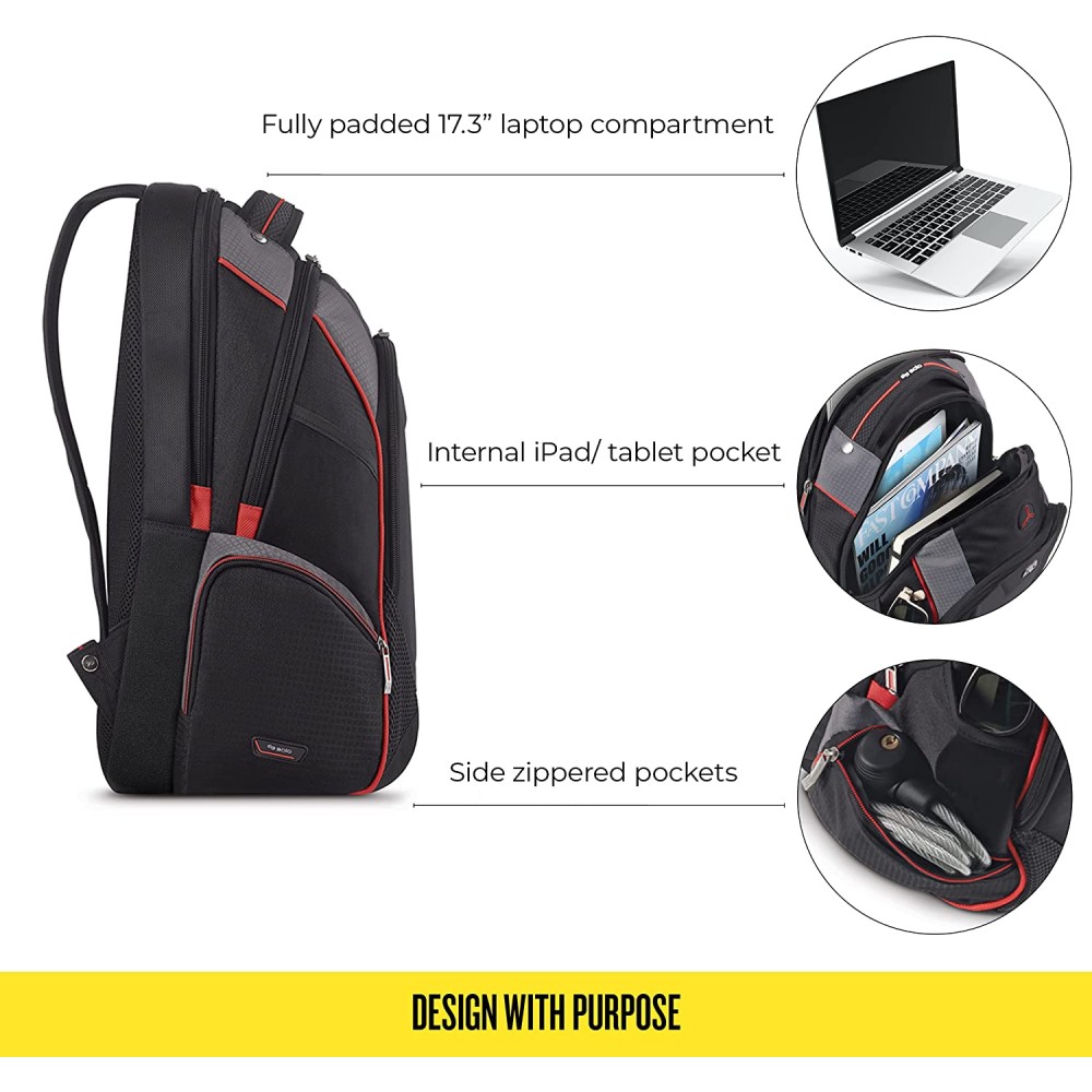 Solo New York Launch 17.3-Inch Laptop Backpack with Hardshell Front Pocket,  Black - SOL-ACV7114