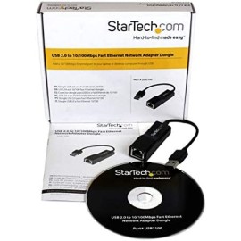 StarTech.com USB 2.0 to 10/100 Mbps Ethernet Network Adapter Dongle - USB Network Adapter - USB 2.0 Fast Ethernet Adapter - USB NIC (USB2100), Black