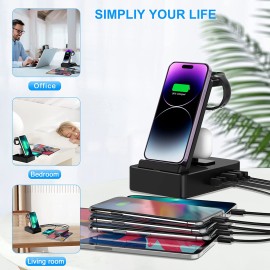 Tacelary 8 in 1 Charging Station, 100W Wireless Charging Station for Multiple Devices Apple with 20W USB C 2 Ports, Aluminum Alloy Cell Phone Charging Station Compatible with iPhone Series, iWatch, AirPods Pro