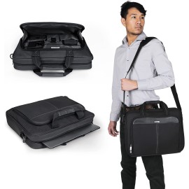 Targus Laptop Bag â€” Black 15.6" Classic Slim Briefcase Messenger Bag, Spacious, Ergonomic, Foam Padded Laptop Case for Devices Up To 16" (TCT027US)