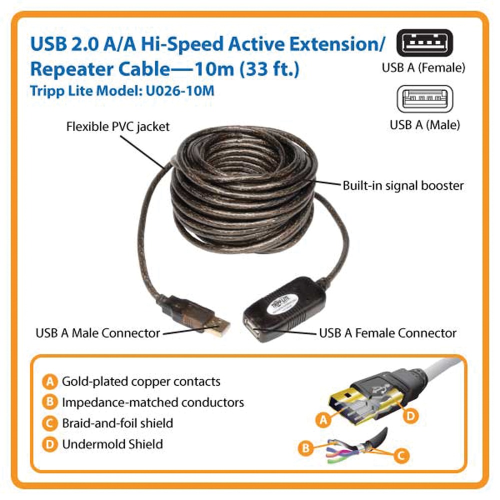 Tripp Lite Usb 2.0 Active Extension/Repeater Cable (32.8Ft)