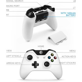 Xbox Controller Wireless, Xbox One Controller Wireless With 1400mAh Rechargeable Battery/Micro USB Cable/3.5mm Stereo Headset Jack, Xbox 1 Controller Wireless Compatible with Xbox One, Xbox One X/S, Xbox Series X/S, PC