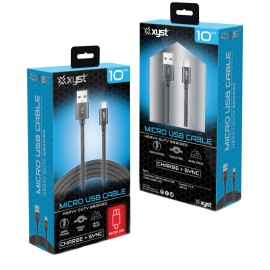 Xyst Charge And Sync Usb To Micro Usb Braided Cable, 10 Ft. (Black)