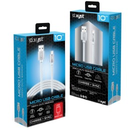 Xyst Charge And Sync Usb To Micro Usb Braided Cable, 10 Ft. (White)