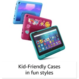 All-new Fire HD 8 Kids Pro tablet, 8" HD display, ages 6-12, 30% faster processor, 13 hours battery life, Kid-Friendly Case, 32 GB, (2022 release), Cyber Blue