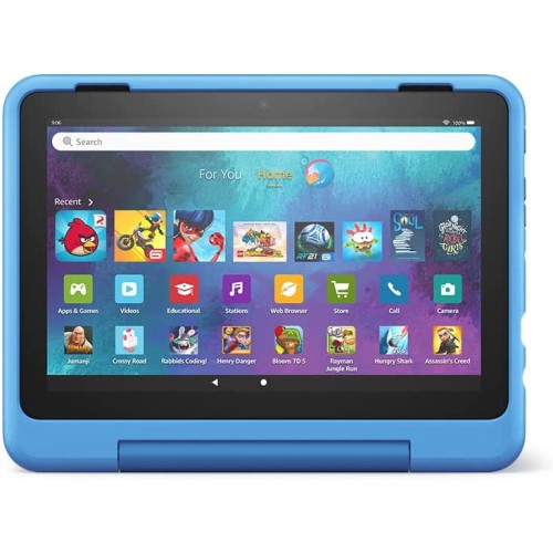All-new Fire HD 8 Kids Pro tablet, 8" HD display, ages 6-12, 30% faster processor, 13 hours battery life, Kid-Friendly Case, 32 GB, (2022 release), Cyber Blue