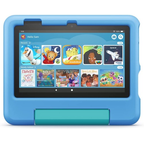Amazon Fire 7 Kids Blue 32GB tablet, 32GB 7" display, ages 3-7, with ad-free content kids love 2022 release), Blue
