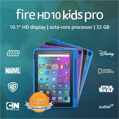 Amazon Fire HD 10 Kids Pro tablet, 10.1", 1080p Full HD, ages 6–12, 32 GB, named "Best Tablet for Big Kids" by Good Housekeeping, Intergalactic"