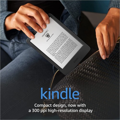Amazon  Kindle  6" (2022 release) – The lightest and most compact Kindle, now with a 6” 300 ppi high-resolution display, and 2x the storage - Black