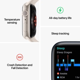 Apple Watch Series 8 [GPS 41mm] Smart Watch w/ Midnight Aluminum Case with Midnight Sport Band - S/M. Fitness Tracker, Blood Oxygen & ECG Apps, Always-On Retina Display, Water Resistant