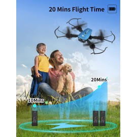 Attop B09D6ZB6S9 Blue Drones with Camera for Adults/Kids/Beginners - Christmas Gifts Foldable 1080P Drone with Camera, Drones for Kids with 1 Key Fly/Land/Return, Drones for Adults with 360°Flips/3 Speeds/55 Yard Flight Range, RC Drone with APP/Voice/Gest