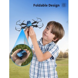 Attop B09D6ZB6S9 Blue Drones with Camera for Adults/Kids/Beginners - Christmas Gifts Foldable 1080P Drone with Camera, Drones for Kids with 1 Key Fly/Land/Return, Drones for Adults with 360°Flips/3 Speeds/55 Yard Flight Range, RC Drone with APP/Voice/Gest
