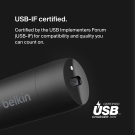 Belkin BOOST CHARGE - Car power adapter - 30 Watt - 3 A - Fast Charge, Power Delivery 3.1 (24 pin USB-C) - black