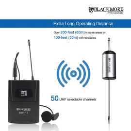 Blackmore Pro Audio Bmp-15 Portable Dynamic Lapel Wireless Uhf Microphone System