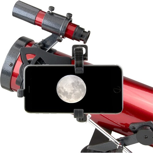 Carson Red Planet Series 35-78x76mm Newtonian Reflector Telescope with Universal Smartphone Digiscoping Adapter (RP-100SP), Small