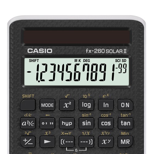 Casio Fx-260Solar Ii Scientific Calculator, 10+2 Digits Display, Solar Power, Black