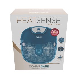 Conair HEAT SENSE Pedicure Foot Spa Bath with Massaging Foot Rollers, Soothing Bubbles, Pumice and Nail Brush, and Foot Bath Massager with Heat