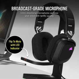 Corsair HS80 RGB USB Premium Gaming Headset with Dolby Audio 7.1 Surround Sound (Broadcast-Grade Omni-Directional Microphone, Memory Foam Earpads, High-Fidelity Sound, Durable Construction) Carbon