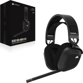 CORSAIR HS80 RGB WIRELESS Premium Gaming Headset with Spatial Audio - Works with Mac, PC, PS5, PS4 - Carbon
