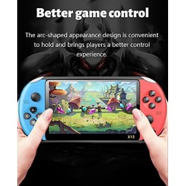 CZT New 5.1-inch Retro Video Game Console Build in 4800 Games of 9 emulators Handheld Portable Game Console Supports MP3/MP4/E-book with Rechargeable Lithium Battery mp3 mp4(Bluered)