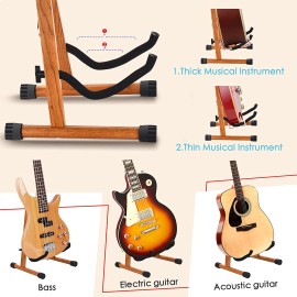 DOMMI Guitar Stand, Wooden Guitar Stand for Acoustic Guitars, Electric and Bass, Folding A-Frame Acoustic Guitar Stand