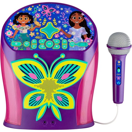 eKids Disney Encanto Karaoke Machine, Bluetooth Speaker with Microphone for Kids, Speaker with USB Port to Play Music, Easily Access Disney Playlists with New EZ Link Feature