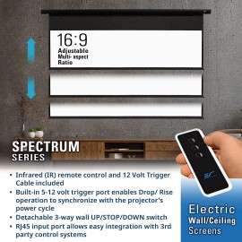 Elite Screens Spectrum 125-INCH diag. 16:9 Electric Motorized Projector Screen with Multi Aspect Ratio Function Home Theater 8K/4K